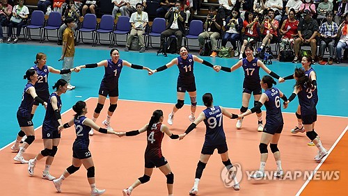 (LEAD) (Asiad) S. Korea reaches semis in women's volleyball at Asian Games after win over Kazakhstan